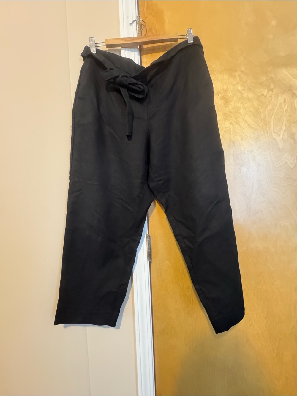 Black Tie-Waist Pants